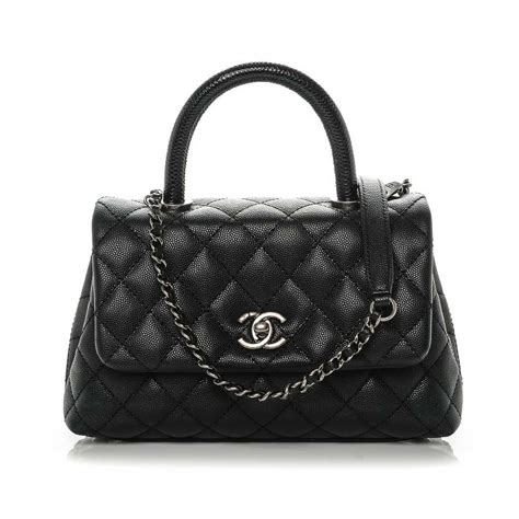 chanel top handle mini caviar|CHANEL Caviar Quilted Mini Coco Handle Flap Black .